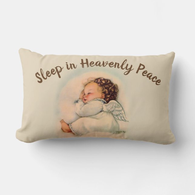 Sleeping Baby Guardian Angel Lumbar Pillow (Front)