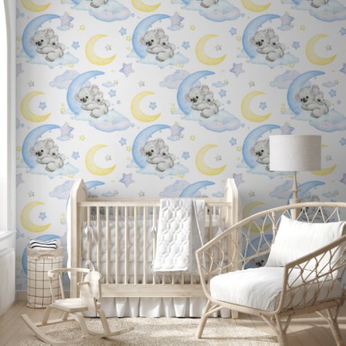 Sleeping Baby Koala and Mama Nursery Wallpaper
