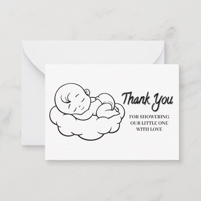 Sleeping Baby On Cloud Thank You Note Card (Front)