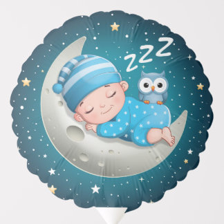 Sleeping baby on the moon with your mouth balloon