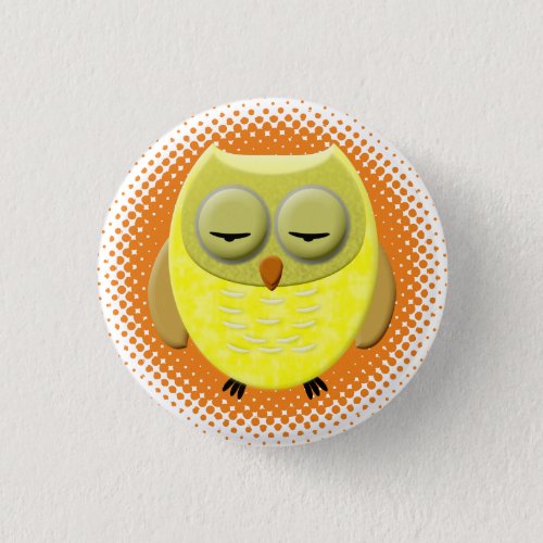 Sleeping Baby Owl Cartoon Button