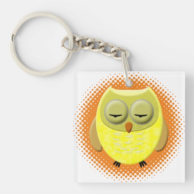 Sleeping Baby Owl Cartoon Keychain (Front)