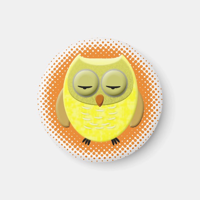 Sleeping Baby Owl Cartoon Magnet (Front)