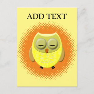 Sleeping Baby Owl Cartoon Postcard