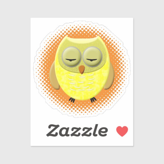 Sleeping Baby Owl Cartoon Sticker (Sheet)