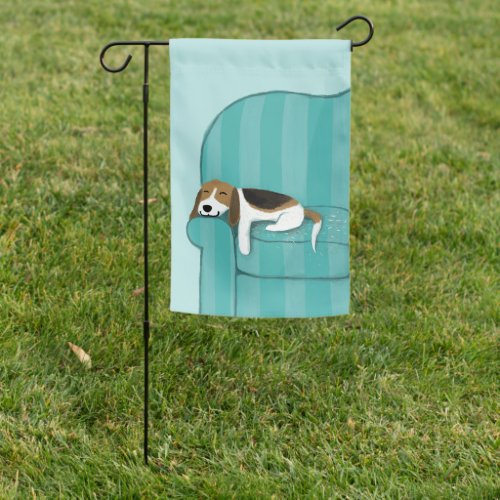 Sleeping Beagle on a Couch Cute Dog Lovers Garden Flag