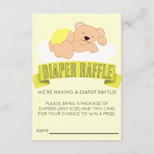 Sleeping Bear Baby Shower Diaper Raffle Card