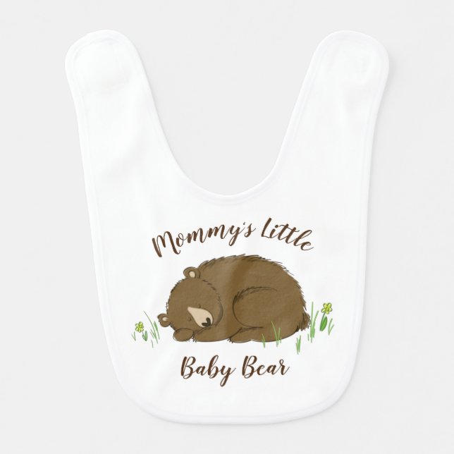 Sleeping Bear Baby Shower Woodland Bib (Front)