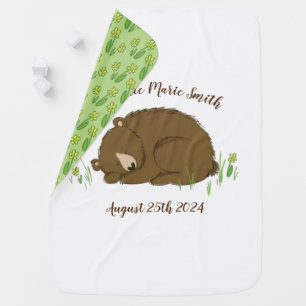 Sleeping Bear Baby Shower Woodland Blanket