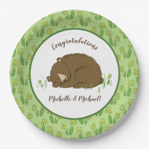 Sleeping Bear Baby Shower Woodland Paper Plates