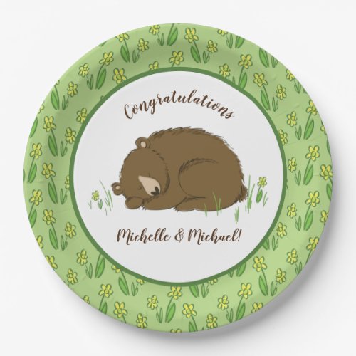 Sleeping Bear Baby Shower Woodland Paper Plates