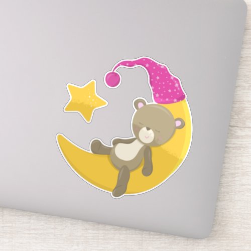 Sleeping Bear Bear On The Moon Cute Bear Sticker