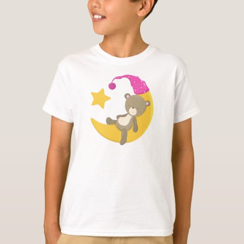 Sleeping Bear Bear On The Moon Cute Bear T_Shirt