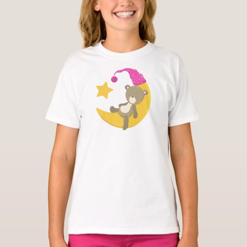 Sleeping Bear Bear On The Moon Cute Bear T_Shirt