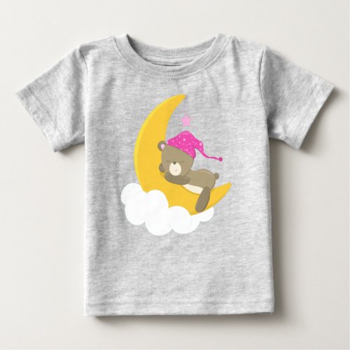 Sleeping Bear Bear On The Moon Little Bear Baby T_Shirt