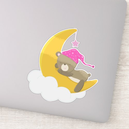 Sleeping Bear Bear On The Moon Little Bear Sticker