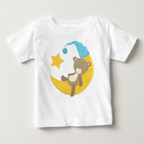 Sleeping Bear Cute Bear Bear On The Moon Baby T_Shirt