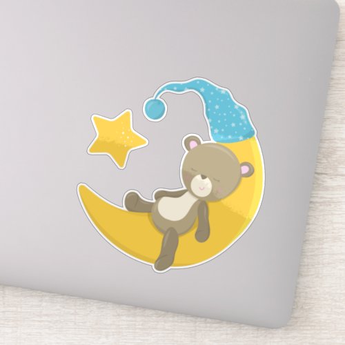 Sleeping Bear Cute Bear Bear On The Moon Sticker