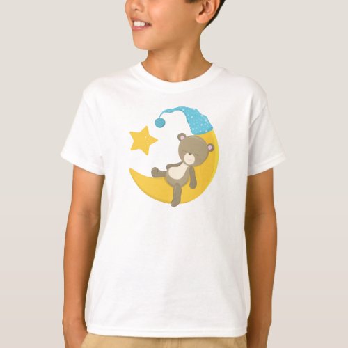 Sleeping Bear Cute Bear Bear On The Moon T_Shirt