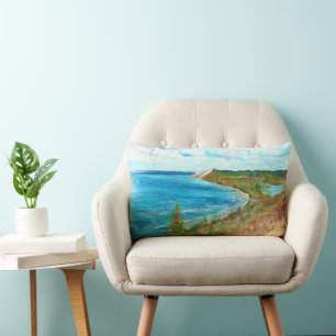 Sleeping Bear Dunes Lakeshore Michigan Beach Lumbar Pillow