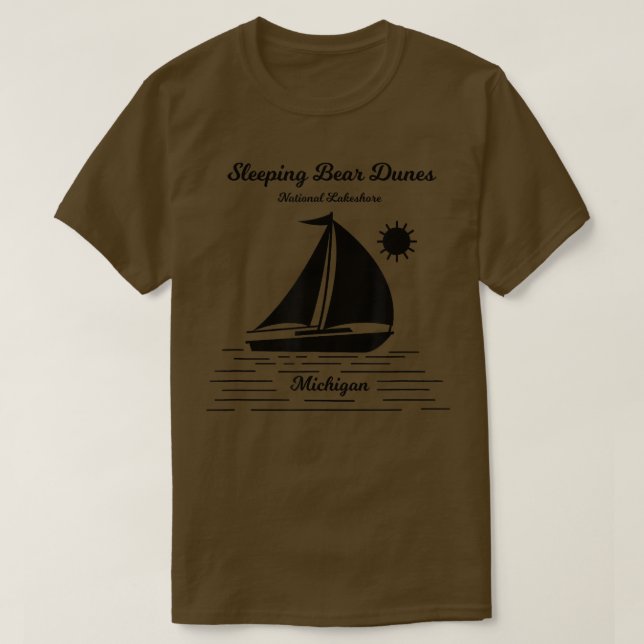 Sleeping Bear Dunes Michigan Sailboat  T-Shirt (Design Front)