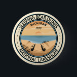 Sleeping Bear Dunes National Lakeshore Michigan Button<br><div class="desc">Sleeping Bear Dunes vector artwork design. The park is known for the huge scalable dunes of the Dune Climb. Beaches include Platte River Point,  where the river flows into the lake.</div>