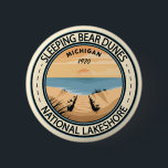 Sleeping Bear Dunes National Lakeshore Michigan Button<br><div class="desc">Sleeping Bear Dunes vector artwork design. The park is known for the huge scalable dunes of the Dune Climb. Beaches include Platte River Point,  where the river flows into the lake.</div>