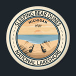 Sleeping Bear Dunes National Lakeshore Michigan Magnet<br><div class="desc">Sleeping Bear Dunes vector artwork design. The park is known for the huge scalable dunes of the Dune Climb. Beaches include Platte River Point,  where the river flows into the lake.</div>