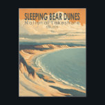 Sleeping Bear Dunes National Lakeshore Travel Art Postcard<br><div class="desc">Sleeping Bear Dunes vector artwork design. The park is known for the huge scalable dunes of the Dune Climb. Beaches include Platte River Point,  where the river flows into the lake.</div>