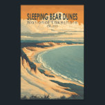 Sleeping Bear Dunes National Lakeshore Travel Art Poster<br><div class="desc">Sleeping Bear Dunes vector artwork design. The park is known for the huge scalable dunes of the Dune Climb. Beaches include Platte River Point,  where the river flows into the lake.</div>