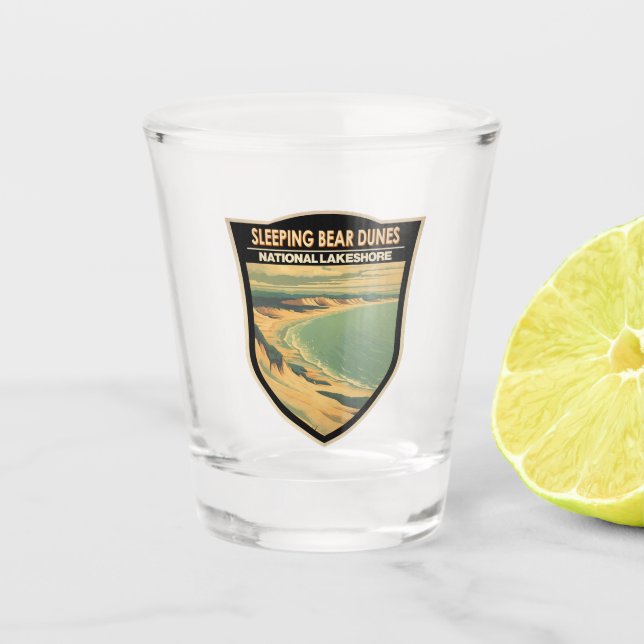 Sleeping Bear Dunes National Lakeshore Travel Art Shot Glass (Front)