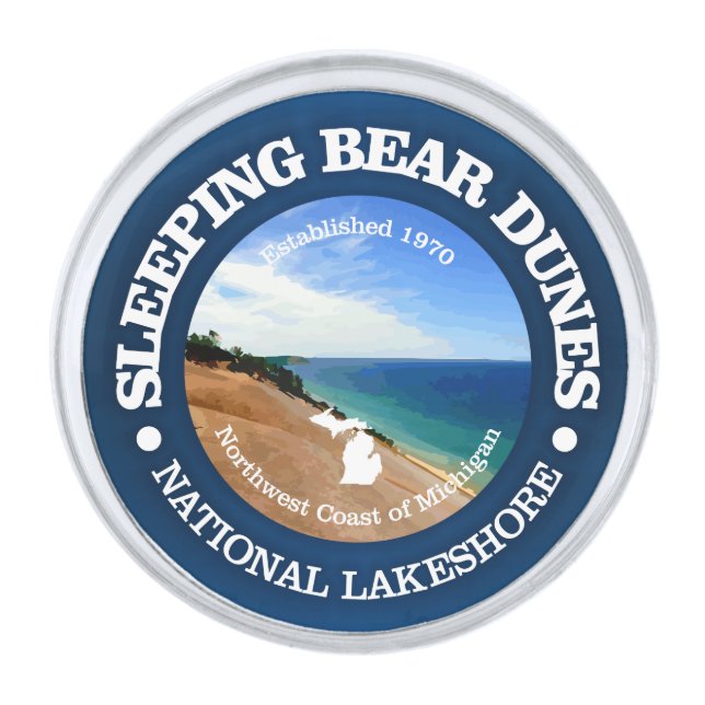 Sleeping Bear Dunes Silver Finish Lapel Pin (Front)