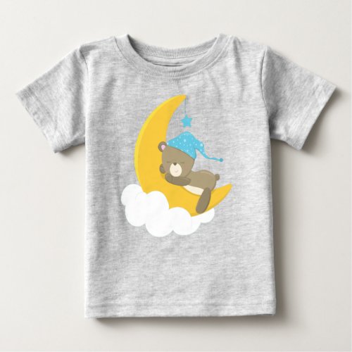 Sleeping Bear Little Bear Bear On The Moon Baby T_Shirt