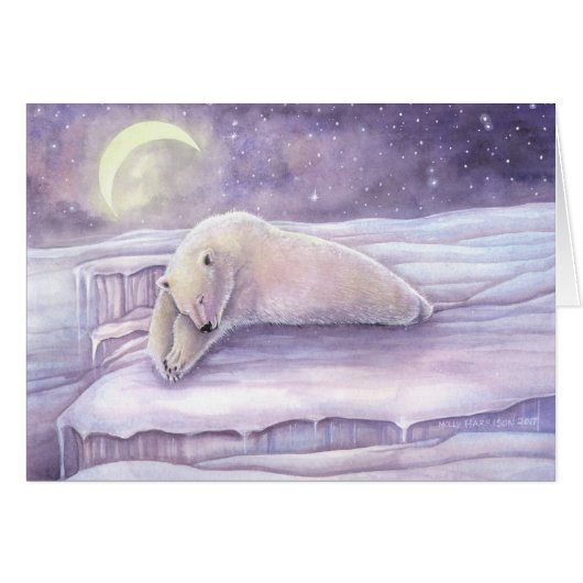 Sleeping Bear Polar Bear Art by Molly Harrison Cards (Front Horizontal)