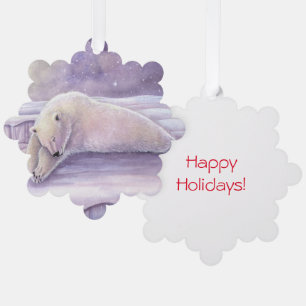 Sleeping Bear Polar Bear Christmas Art Ornament Card