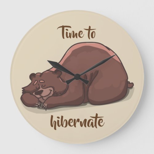 Sleeping Bear Time To Hibernate Large Clock