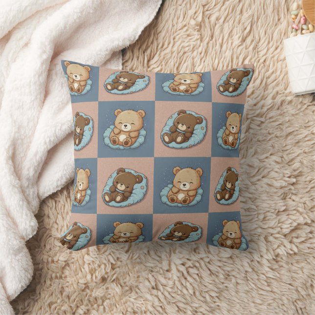 Sleeping Bears Print Throw Pillow (Blanket)