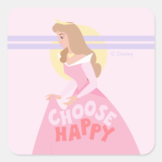 Sleeping Beauty Aurora | Choose Happy Square Sticker (Front)