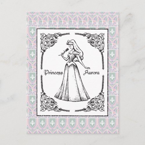 Sleeping Beauty  Aurora _ Vintage Rose Postcard