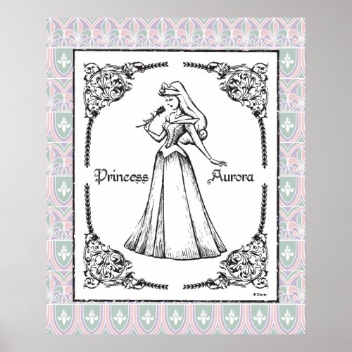 Sleeping Beauty  Aurora _ Vintage Rose Poster