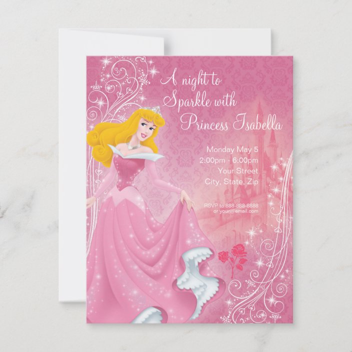 FREE Thank You card. Sleeping Beauty Princess Aurora birthday invitation printable Princess Theme invite Disney invite Size 5x7