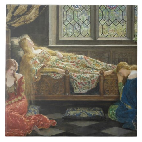 Sleeping Beauty by John Collier Ceramic Tile