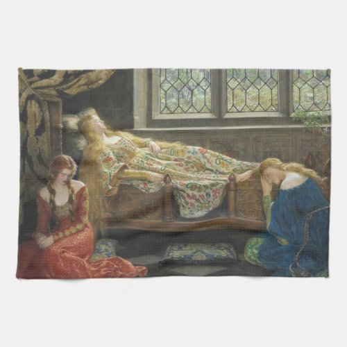 Sleeping Beauty by John Collier Kitchen Towel