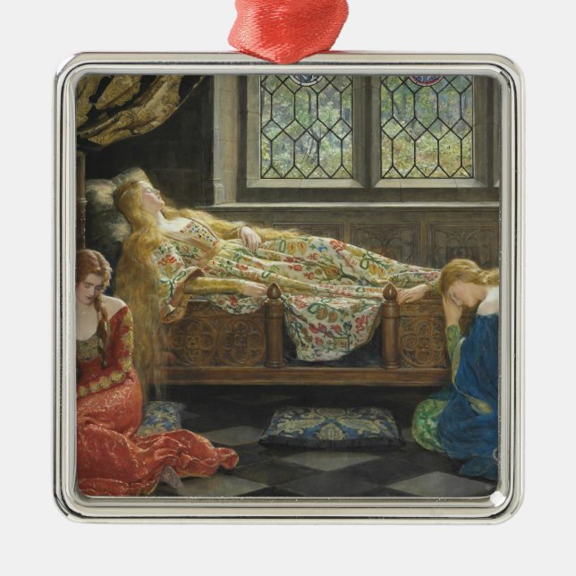Sleeping Beauty (by John Collier) Metal Ornament (Front)