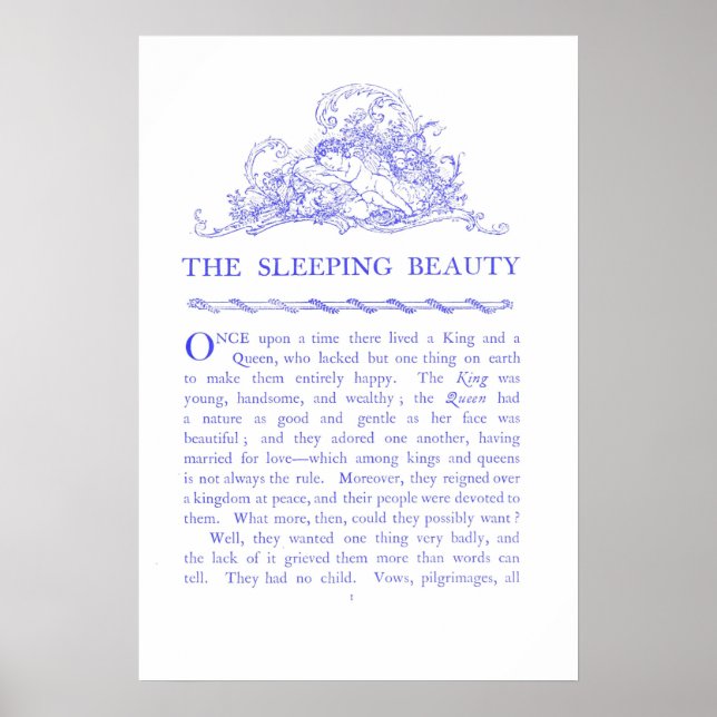Sleeping Beauty Fairy Tale Book Blue Poster (Front)