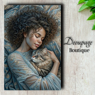 Sleeping Beauty & Feline Friend Decoupage Tissue Paper
