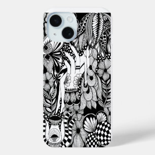 Sleeping Beauty – Monochrome Floral Hand-Drawn Art iPhone 15 Case
