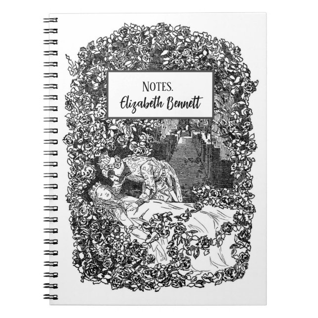 Sleeping Beauty Personalized Vintage Illustration  Notebook (Front)