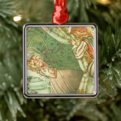 Sleeping Beauty Princess, Vintage Fairy Tale Metal Ornament