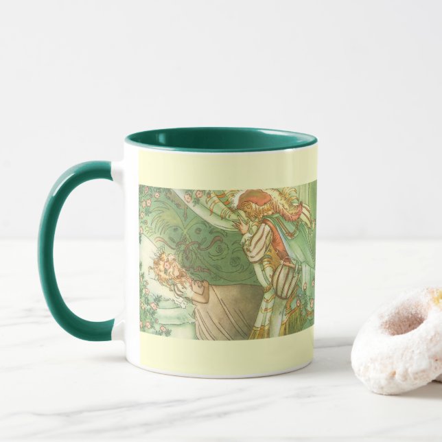 Sleeping Beauty Princess, Vintage Fairy Tale Mug (With Donut)